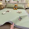 Juego de Tres Piezas Clase A para Madre e Infante Colchoneta de Frijoles de Hielo Fresco Verano Lavable a Máquina Gorro de Cama de Seda de Hielo Waffler Colchoneta Acondicionada