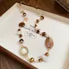Collar de Moda con Cuentas de Piedra Ojo de Tigre para Mujer Otoño e Invierno Cadena de Suéter de Lujo Ligero Accesorio Versátil Elegante en Capas