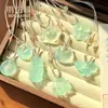Colgante de Calcedonia Azul Hielo Natural Buda Nube Candado Ágata Hebilla de Seguridad Máscara de Zorro Collar de Jade