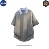 Camiseta Polo Casual Simples de Manga Curta de Alta Qualidade da Marca Nasa para Homem Estilo Verão Old Money Moda Top