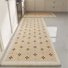Tapete de cocina minimalista transfronterizo, hecho de tejido de lino, antideslizante, absorbente y resistente al aceite, diseño de tira larga, se puede cortar a medida, y es duradero y fácil de limpiar