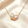 Exquisito Collar de Mariposa de Nácar Natural de Gama Alta para Mujer en Oro Rosa, con un Diseño Sofisticado y una Cadena de Clavícula de Mariposa de Estilo Lujo Ligero