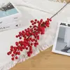 Venta al por mayor del fabricante Flor Artificial Dorada Flor de Navidad Fruta Roja Fruta de la Fortuna Flor de Nochevieja Fruta de Acebo Hoja de Ginkgo Simulada