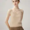 Suave y Versátil~Chaleco Camisola de Cachemir de Color Sólido Nivel Bebé para Mujer, Ropa Interior, Cuello Redondo, Holgado, Sin Mangas, Capa Base de Punto