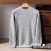 Nuevo suéter de punto de calibre 10, cachemira pura, cuello semi-alto, suéter de cachemira para otoño e invierno para hombre, casual de negocios, alta calidad, color café