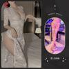 Tifei Lencería Sexy Encaje Tentación Vestido Largo Abertura Lateral Corte Ajustado Uniforme Bata de Noche Mujer Venta al por Mayor Bata de Navidad Talla Grande