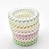 Anillo para el pelo de alambre de teléfono color perla metálico transfronterizo Anillo de teléfono de película de perla Banda elástica Cuerda para el pelo elástica sin costuras Accesorios para el pelo