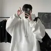 Moletom com capuz de cor sólida masculino primavera e outono estilo coreano moderno jaqueta de lã combinada estilo Hong Kong pulôver solto moletom de manga comprida