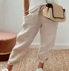 2024 Europeu e Americano Transfronteiriço Amazon Estação Independente Calças de Algodão Femininas Bolso Elástico Cordão Calças Casuais Calças Femininas