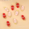 Brochetas de Fresa Brillantes Accesorios de Resina Pegamento de Crema Accesorios para el Cabello DIY Pinzas para el Cabello Funda de Teléfono Llavero Imán para Refrigerador