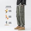 Calças casuais slim-fit masculinas com amarração no tornozelo, calças de primavera, estilo americano, moda High Street pesada, macacão com zíper, calças cáqui