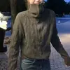 Suéter de cuello alto de punto trenzado con botones, estilo vintage old money, transfronterizo, para mujer, otoño e invierno, corte holgado, top de punto grueso