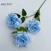 Rosa Artificial con 3 Cabezas, Rosa de Diamante para Arreglo Floral de Salón de Bodas, Rosa de Borde Enrollado para Decoración del Hogar, Flores Artificiales al por Mayor