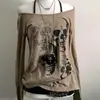 Camiseta Y2K Primavera e Verão Nova Europeia e Americana Harajuku Punk Escura Cadarço Renda Falso Duas Peças Atacado para Mulheres