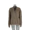 Cárdigan de Punto con Imitación de Piel de Visón Transfronterizo Estilo Europeo y Americano Otoño e Invierno 2025 Suéter Chaqueta Holgado de Manga Larga con Cuello en V para Mujer