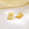 Brincos Transfronteiriços Novos Estilosos Tendência Textura de Concha Geométricos Assimétricos Ouro 18K Quadrados Brincos Brincos