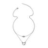 Collares de Corazón al por Mayor, Joyería Versátil Transfronteriza Europea y Americana, Cadena de Clavícula de Aleación Multicapa con Incrustaciones de Diamantes Huecos Estilo Ins