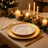Platos de Carga de Plástico para Comercio Exterior, Banquetes de Boda Europeos y Americanos, Fiestas Navideñas Desechables, Platos con Perlas Pintados en Spray