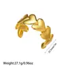 Pulsera de Acero Inoxidable Chapado en Oro de 18K de Estilo Nuevo Europeo y Americano que Conserva el Color para Mujer, Pulsera Abierta de Acero de Titanio con Diseño de Flor y Hoja de Gama Alta