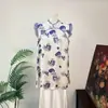 Zhi Li Nuevo Estilo Chino Loto Verde Pequeño Panda Pintura a Tinta Jacquard Odalisca 2026 Verano Nueva Llegada Top Mejorado Qipao