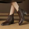 Botines Chelsea Inclinados Elegantes y Elegantes de Piel de Oveja Suave con Estampado de Elefante Invierno 2024 Botines de Tobillo de Cuero de Tacón Medio Grueso Puntiagudos para Mujer