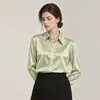 Camisa de seda feminina 2026 novo top de primavera, camisa respirável de alta qualidade, camisa de manga longa de seda de amoreira 19 momme para o trabalho