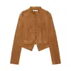 Colección Otoño 2026: Chaqueta corta de moda callejera transfronteriza para mujer europea y americana con detalles de botones, w019, 1977