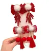 Horquilla Roja Estilo Chino Año Nuevo Infantil Estilo Antiguo Hanfu Clip con Borla Accesorio para el Cabello Adorno de Lazo para el Cabello de Niñas Pinza para el Cabello