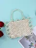 Nova Bolsa de Ombro Feminina Estilo Simples Versátil Moda Bolsa de Mão Rombos Bolsa Transversal Feminina para Passeio Pérola Vazada