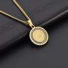 Joyería Transfronteriza Europea y Americana Placa Redonda Personalizada Incrustada con Diamantes para Hombres y Mujeres Colgante de Oro de 18K Acero de Titanio Zirconia Collar Largo de Cadena para Suéter