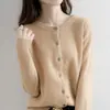Suéter de Cachemira Auténtico Estilo Nuevo Familia Ge Primavera/Otoño 2026 Cárdigan de Lana Gris de Alto Grado Suéter de Punto Superior Cuello Redondo para Mujer