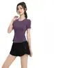 Conjunto Profissional Feminino de Manga Curta de Secagem Rápida para Corridas Matinais, Maratona, Treinamento Aeróbico, Novo Estilo de Verão, Roupas Fitness Emagrecedoras