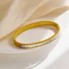 Pulsera Transfronteriza de Acero de Titanio para Mujer, No se Desvanece, Lujo Ligero y de Alta Gama, Pulsera de Acero Inoxidable Chapado en Oro Incrustada con Circonita para Mujer