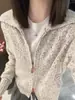 Cárdigan de punto casual de lana multicolor con doble cremallera para mujer, nuevo estilo otoño/invierno 2026, top petite y juvenil