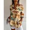 Nuevas Camisas Estampadas Estilo Europeo y Americano para Mujer Primavera y Verano 2025, Camisas Holgadas Casuales con Estampado de Caballos de Manga Larga, Moda para Vacaciones