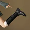 2025 otoño/invierno nuevo estilo petite botas altas de tubo alto sobre la rodilla botas de montar tacón grueso versátil tacón medio cremallera trasera moda botas largas