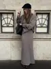 Suministro Exclusivo Transfronterizo de Trajes de Lana, Estilo Europeo y Americano, Nuevo Otoño 2026 Suéter Casual Elegante de Cuello Redondo y Falda de Cola de Pez