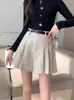 Pantalones cortos negros de cintura alta para mujer, novedad de verano 2024, holgados, ajustados, con falda plisada.