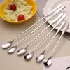 Cuchara de Acero Inoxidable con Mango Creativo de Calabaza, Cuchara para Mezclar Café, Cuchara para Condimentos de Barra, Cuchara Engrosada para Hielo, Cuchara para Condimentos de Autoservicio