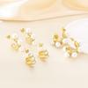 Sencillos aretes de acero inoxidable con forma de C y perlas de alta gama al por mayor para mujer, moda, lujo ligero, forma especial