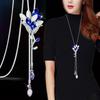 Corrente Longa para Suéter Minimalista de Farol, Colar da Moda e Versátil para Outono e Inverno, Acessório de Roupa com Franja, Joia de Cordão de Couro