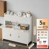 Estante de cocina de pie multicapa, gabinete para horno de microondas, aparador multifuncional de acero al carbono, encimera de losa de roca, gabinete