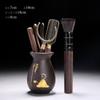 Juego de té de madera maciza de ébano para seis caballeros, juego de té de Kung Fu, accesorios para seis caballeros, tetera completa, soporte para té, cuchara y cuchillo.
