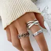 Conjunto de Anillos Vintage Corazón Hueco Mariposa para Mujeres Joyería