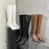 Botas Largas Chuyuji Marrones para Mujer, Botas Ajustadas, Botas Nuevas de Tacón Alto, Botas de Caña Alta, Botas Adelgazantes de Punta Fina
