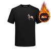 Estação Europeia hot strass Cavalo Camiseta básica masculina roupa íntima T-shirt com forro de fleece manga curta masculina gola redonda moda simples modelagem slim plus size