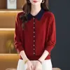 Tejidos de Otoño e Invierno para Madres de Mediana Edad y Mayores, Jersey Versátil de Dos Piezas Falsas para Mujer, Suéter Cálido de Capa Base