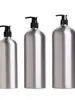 Botella dispensadora de aluminio tipo prensa para champú, cosméticos, jabón de manos, gel de ducha, aceite esencial, loción, botella metálica de gran capacidad