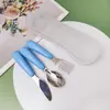 Aço inoxidável 304 Conjunto de talheres faca e garfo para crianças talheres de bebê portátil para atividades ao ar livre talheres para suplementos alimentares colher e garfo de treinamento para menores de 3 anos