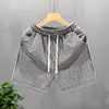 Shorts de pata de gallo para hombre de marca casual de lujo, nuevo estilo verano 2025, shorts de playa rectos holgados de cuatro puntos, pantalones casuales retro